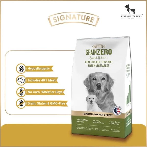 Signature Grain Zero Starter Mother & Puppy Dog Dry Food - 12 kg - Real Chicken, Eggs and Fresh Vegetables | Grain, Gluten & GMO Free Fashion