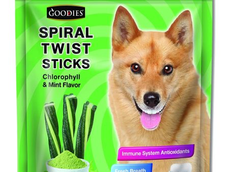 Goodies Dog Energy Treats Spiral Twist Stick Chlorophyll & Mint Flavor Flavor 98% Healthy Snack & Training Treat, Best for Dog (1 x 450g) Supply