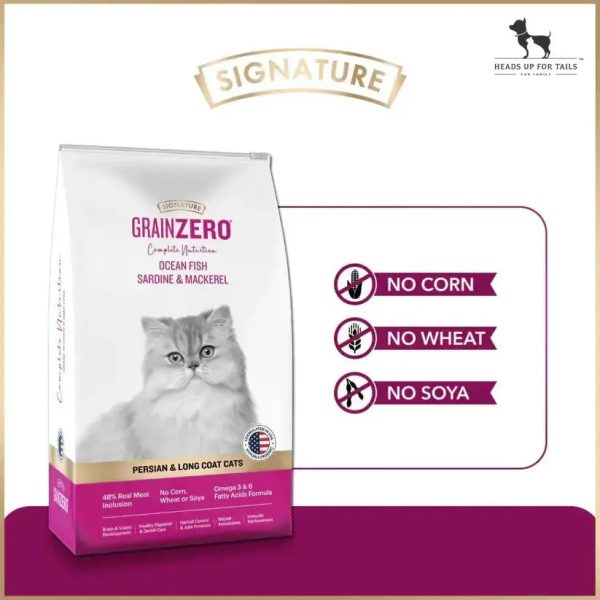 Signature Grain Zero Persian & Long Coat Cat Food - 7 kg - Ocean Fish Sardine & Mackerel Supply