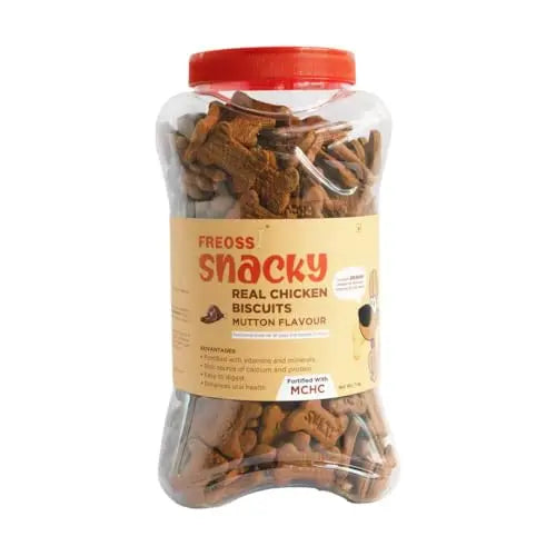 FREOSSI Snacky Real Chicken Biscuits – Mutton Flavour Jar (1 KG) Online now