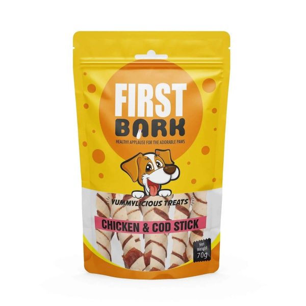 First Bark Yummylicious Jerky Dog Treats, Chicken & Cod Stick,70 g (Pack of 2) with Free Jerhigh Stick Made with Real Chicken Meat 40g Sold by DogsNCats Online now