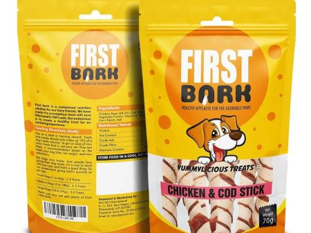 First Bark Yummylicious Jerky Dog Treats, Chicken & Cod Stick,70 g (Pack of 2) with Free Jerhigh Stick Made with Real Chicken Meat 40g Sold by DogsNCats Online now