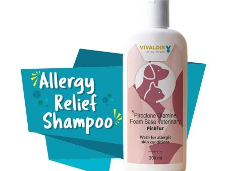 Vivaldis PIROFUR Cat & Dog Shampoo | Itch Relief Pet Shampoo - Effective on Long-Lasting Skin Conditions, Moisturizes & Ensures Soft Coat, 200ml For Cheap