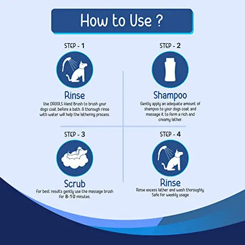 Drools Combo of Anti-Dandruff and Itch Shampoo for Dogs, 200ml with 1 Free Bathing and Grooming Hand Brush Online now