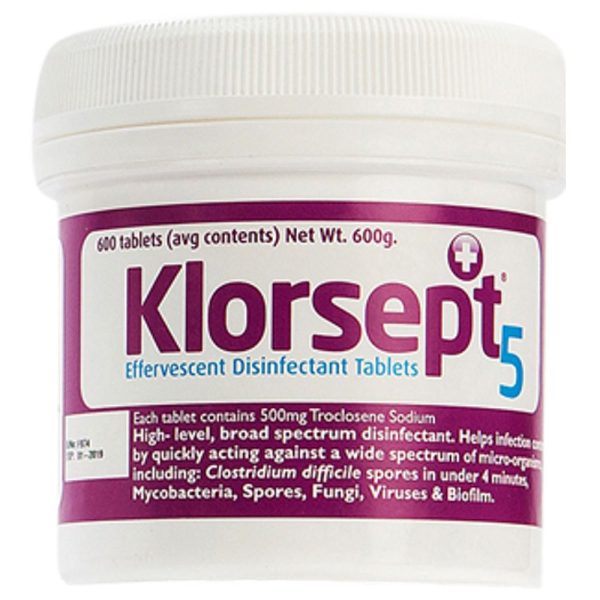 Klorsept 5 Effervescent Disinfectant Tablets 600 Tabs For Discount