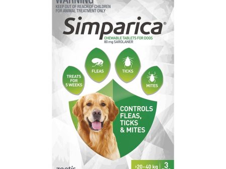 Simparica Anti Flea & Tick Chews For Large Dogs (20.1-40kg) 3ct For Cheap