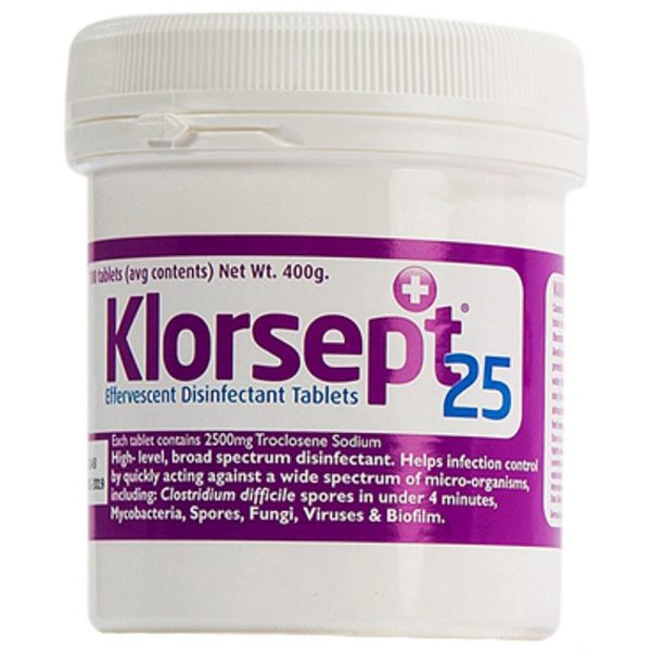 Klorsept 25 Effervescent Disinfectant Tablets 100 Tabs For Cheap