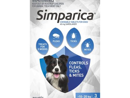 Simparica Anti Flea & Tick Chews For Medium Dogs (10.1-20kg) 3ct Discount